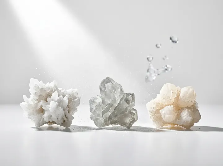 Mineral salt crystals representing the BHB calcium, magnesium and sodium salts in JellyTide