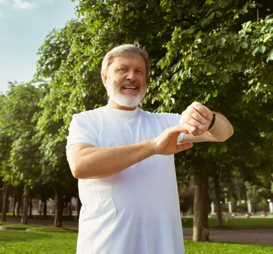 An active older adult staying mobile, part of the audience for JellyTide weight-management gummies