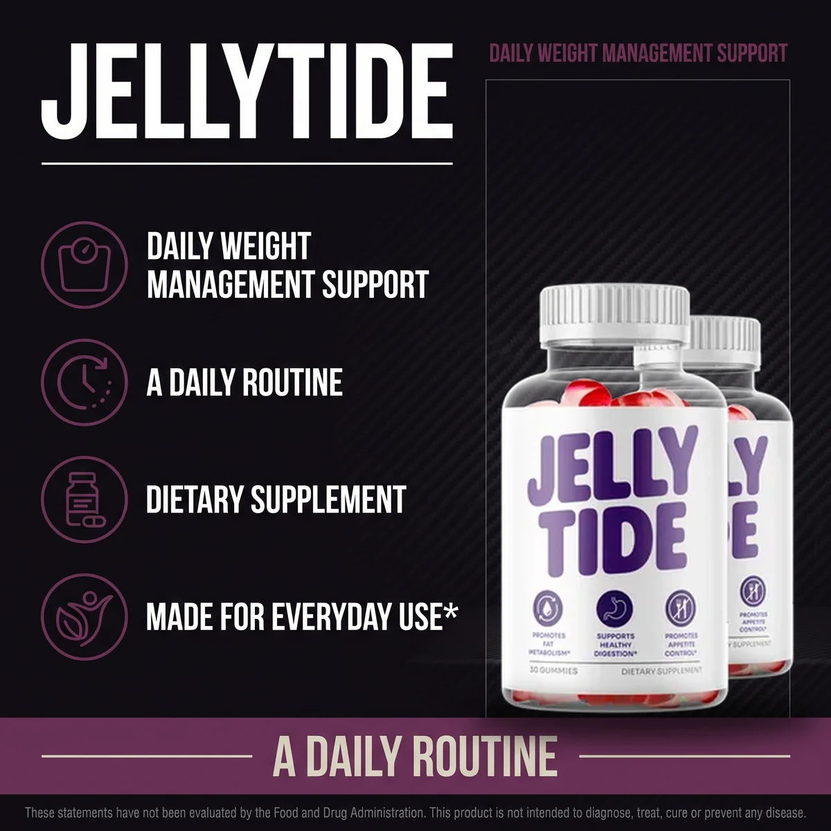 JellyTide daily weight management support gummies shown as a simple everyday supplement