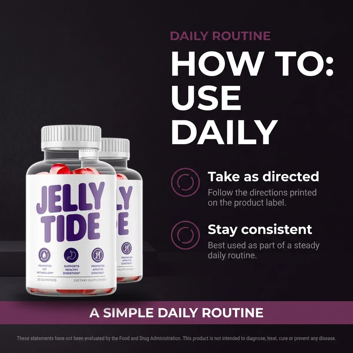 How to use JellyTide daily: one gummy before a meal as part of a simple routine