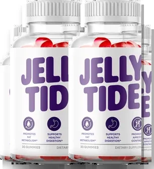 JellyTide 6-bottle bundle of apple cider vinegar gummies, flat pack shot
